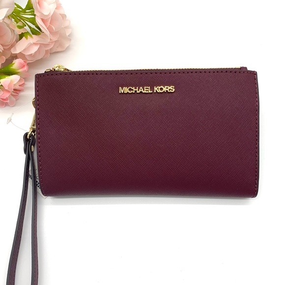 Michael Kors Handbags - Michael Kors Saffiano Leather Set Double Zip Wristlet/ Merlot